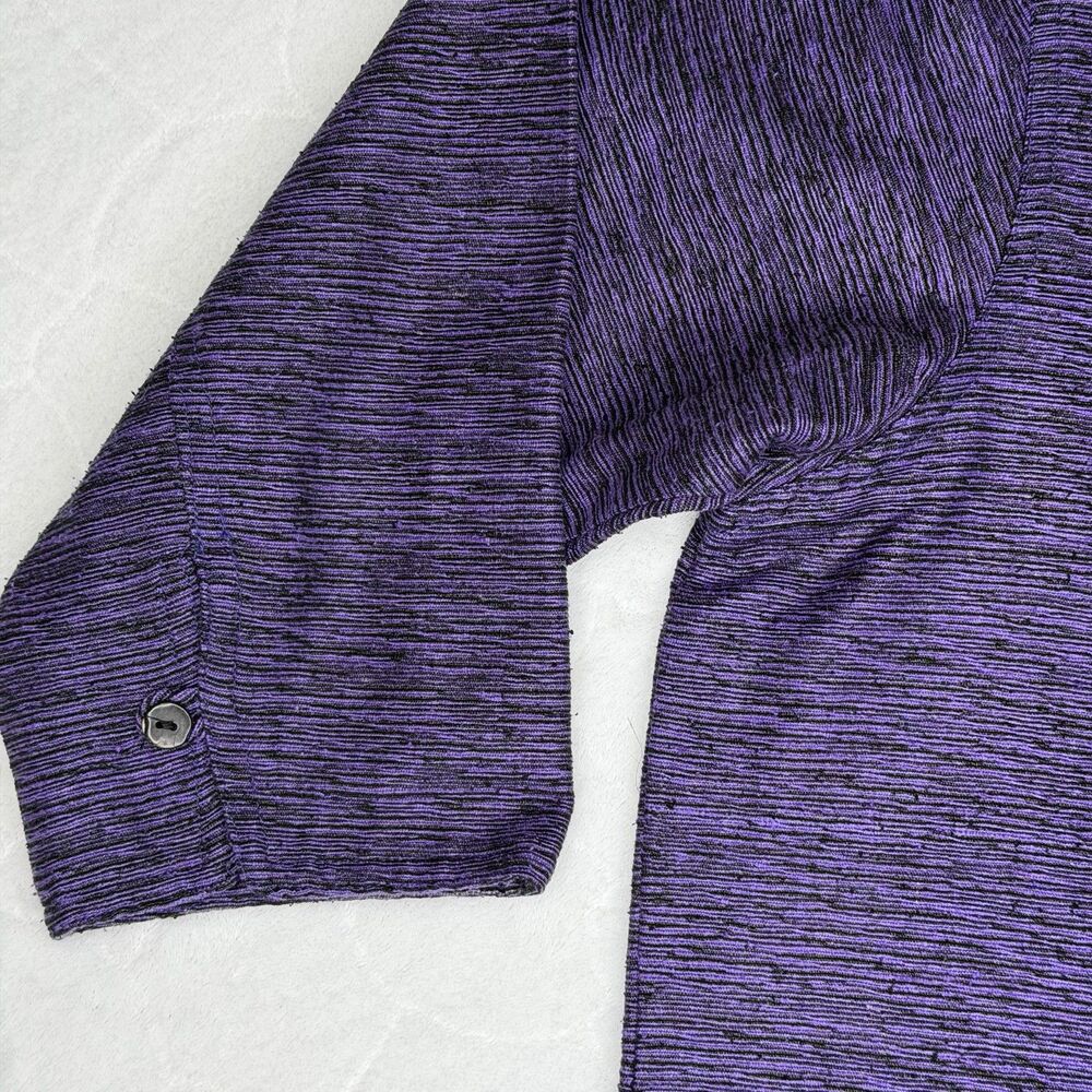 Chicos Design 100% Silk Top Size 2 - Large Purple Textured Button Down Blouse - Picture 8 of 16